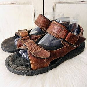 Dockers Brown Leather Adjustable Strappy Hiking Outdoors Sandals - Mens Size 9M